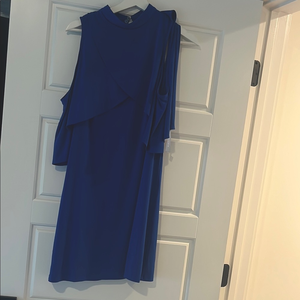 🔴 5 for $25 -NWT London Times cold shoulder blue sheath dress 6